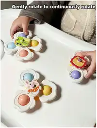 3pcs Suction Cup Rotating Toys, Baby And Toddler Sensory Fidget Toys Carousel 2