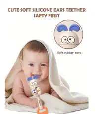 1pc Baby Rattle Toy, Soft Silicone Ears, Auditory Tracking Training Toy To Improve Grip And Motor Skills Carousel 3