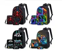 3-Piece Backpack Set, Fun Print/Game Print, Unisex, Crossbody Bag, Pencil Case, Backpack Carousel 2