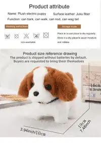 1pc Electric Walking & Barking Plush Toy Dog, Realistic Fur Electronic Pet Dog Toy For Children Carousel 1