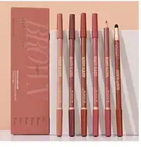 beauty glazed Dual-Ended Lip Liner Pencil, Cream Matte Lip Liner Pencil And Blending Brush Carousel 8