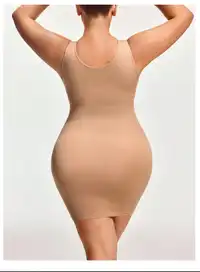 Plus Size Skin Color Sleeveless Seamless Bodycon Dress Carousel 4