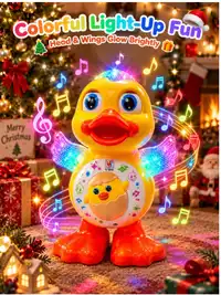 Light-Up Sound Moving Walking Dancing Electric Toy, Toddler Birthday Gift, Toddler Dancing Duck Toy Carousel 1