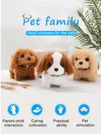 1pc Electric Walking & Barking Plush Toy Dog, Realistic Fur Electronic Pet Dog Toy For Children Carousel 2