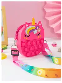1pc Silicone Unicorn Bangs Shape Adjustable Crossbody Bag, Suitable For Outings Carousel 1