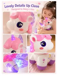 Electric Stunt Spinning Unicorn Toy, Rechargeable With Music & Lights, Cartoon Animal Shaped Toy For Girls Carousel 4