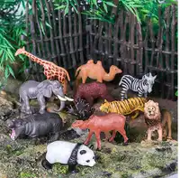 12pcs Wild Animal Models, Including Tiger, Lion, Brown Bear And Elephant, Suitable As Educational Gifts Carousel 6