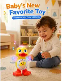 Light-Up Sound Moving Walking Dancing Electric Toy, Toddler Birthday Gift, Toddler Dancing Duck Toy Carousel 2