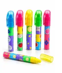 12pcs-Fruit Cartoon Pen-Shaped Erasers, Macaron Color Detachable Building Block Erasers Carousel 6