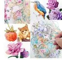 Decoration 36pcs/Set Kids Watercolor Painting Set Including Illustration Book, Crayons And Coloring Pens Set With Drawing Book Carousel 6