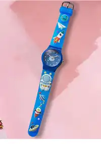 Children's Astronaut Pattern Macaron Color Series Kids Watch, Colorful Plastic Strap Carousel 1