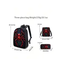 3-Piece Backpack Set, Fun Print/Game Print, Unisex, Crossbody Bag, Pencil Case, Backpack Carousel 1