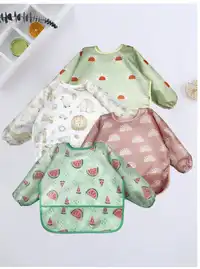 1pc Cartoon Waterproof Long Sleeve Bib, Soft Feeding Bib, Baby Smock, Lightweight For All Seasons Carousel 3