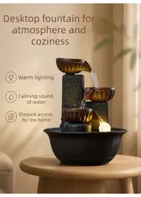 New Creative 3-Tier Desktop Water Fountain Wealth-Attracting Decor