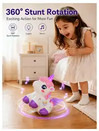 Electric Stunt Spinning Unicorn Toy, Rechargeable With Music & Lights, Cartoon Animal Shaped Toy For Girls Carousel 5