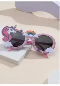 1 Pair Unicorn & Rainbow Oval Decorative Fashion Glasses For Teens