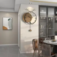 Stylish Modern Wall Clock with Antler Design and Pendulum Carousel 4