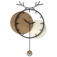 Stylish Modern Wall Clock with Antler Design and Pendulum Carousel 2