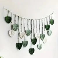 Boho Home Decoration, Macrame Tapestry Macrame Leaf Feather Wall Hanging Decor for Living Room Bedroom, Boho Wall Art Home Decor