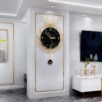 Luxurious Black Marble Wall Clock with Gold Deer Accents Carousel 5
