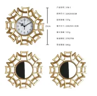 Best Sellers 3 Pcs European Elegant Luxury Hotel Bathroom Decorative Clocks Antique Gold Frame Round Creative Vintage Wall Clock