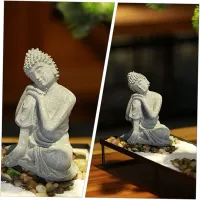 Buddha Statue Fish Tank Decoration Mini Buddhism Figurine Desk Topper Tablescape Decor Home Zen Statue Green Sandstone Thailand