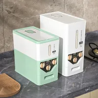 kitchen accessories pantry plastic Cereal bulk dry Food Dispenser Storage Containers Grain coffee bean rice basket with lids