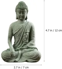 Buddha Statue Fish Tank Decoration Mini Buddhism Figurine Desk Topper Tablescape Decor Home Zen Statue Green Sandstone Thailand