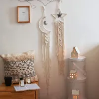 Macrame Dream Catcher Boho Home Decor Moon Ramadan Decoration Macrame Wall Hanging Baby Nordic Room Decoration for Kids Nursery