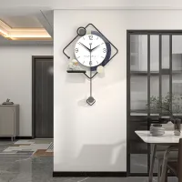 Modern Geometric Wall Clock with Astronaut Figurines Carousel 4