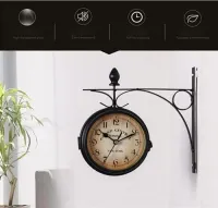Double-Sided Vintage Wall Clock Creative Double-Sided Home Clock for Enjoying European Retro Style