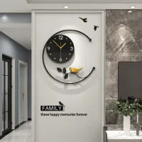 Modern Black and Gold Wall Clock with Bird Design Carousel 1