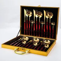 Cutlery Gift Set Red & Gold