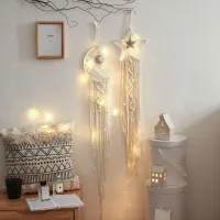 Macrame Dream Catcher Boho Home Decor Moon Ramadan Decoration Macrame Wall Hanging Baby Nordic Room Decoration for Kids Nursery