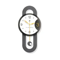 Minimalist Gray Wall Clock with Gold Pendulum and Charcoal Frame Carousel 3