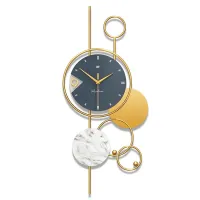 Modern Wall Clock with Gold Accents and Marble Disc Carousel 4