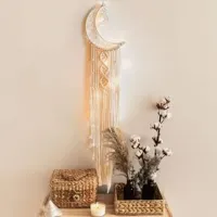 Macrame Dream Catcher Boho Home Decor Moon Ramadan Decoration Macrame Wall Hanging Baby Nordic Room Decoration for Kids Nursery