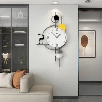 Modern Abstract Wall Clock with Deer Silhouette and Geometric Design Carousel 3