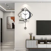 Modern Geometric Wall Clock with Astronaut Figurines Carousel 1