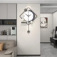 Modern Geometric Wall Clock with Astronaut Figurines Carousel 2