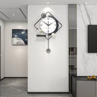 Modern Geometric Wall Clock with Astronaut Figurines Carousel 3