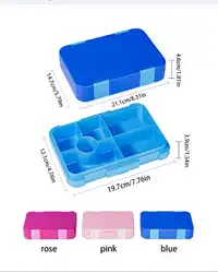 1 Pc 810ml Large Capacity Lunch Box With Compartments And Detachable Partitions, Portable Lunch Box