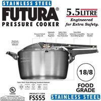 Hawkins Futura Stainless Steel Induction Pressure Cooker 5.5L Carousel 1