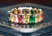 Multi coloured stone ring sizes 10