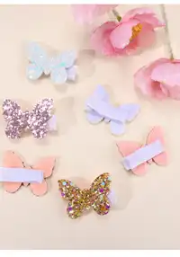 6pcs Butterfly Hair Clips For Toddler Girls Sparkling Gold Glitter Butterfly Hairpins