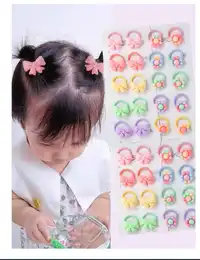 20pcs/Set OPP Bag Candy Color Floral Bowknot Elastic Hair Ties
