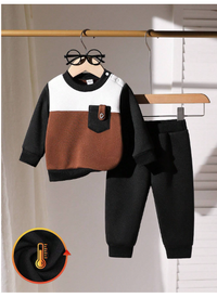 2pcs Baby Boy Casual Patchwork Sweatshirt And Pants Set Carousel 2