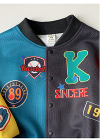 2pcs Set Baby Boys/Girls Casual Sports Style Dropped Shoulder Loose Baseball Collar Jacket & Knitted Jogger Pants Outfit