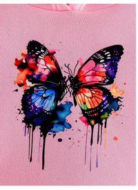 Baby Girls' Butterfly Printed Fashionable Long Sleeve Sweatshirt And Casual Pants Warm Outfit