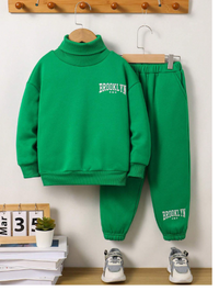 2pcs Young Boy Casual Korean Style Letter Embroidered Knitted Long Sleeve Sweater And Jogger Carousel 5